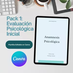 Imagen de portada para Ebook Pack 1: Evaluación Psicológica Inicial – Plantilla Editable en Canva