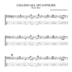 Main image of product CALLING ALL MY LOVELIES (Bruno Mars) Bass Score & Tab Lesson