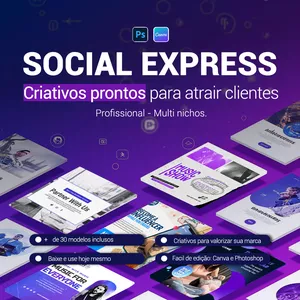 Imagem de capa para o Ebook Social Express: Criativos prontos para atrair clientes.