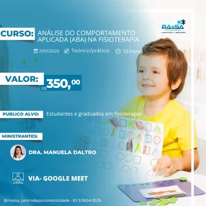 Imagem de capa para o Curso online Curso de Análise do Comportamento Aplicada (ABA) na fisioterapia 