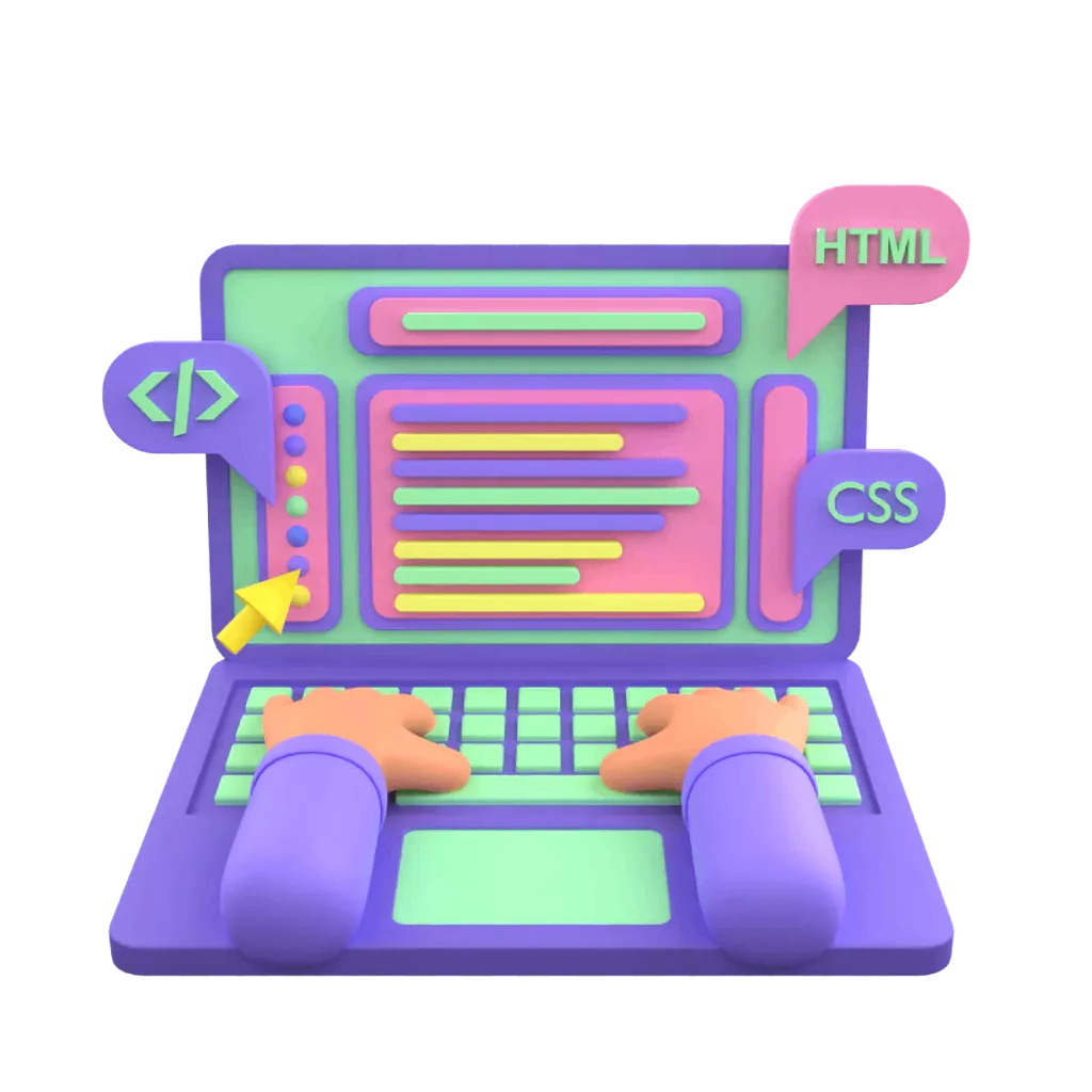 Imagem 3d. Mãos sobre o teclado de um notebook