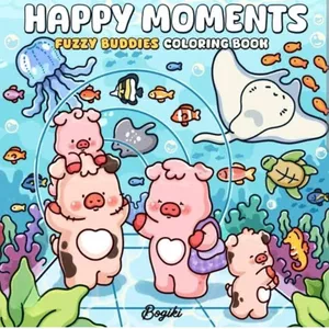 Imagem de capa para o Ebook Happy moments - Fuzzy & Buddies  - Livro para colorir em PDF - R$5,00