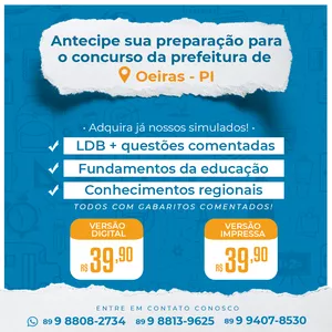 Imagem de capa para o Ebook Simulado de LDB + Fundamentos da Educação_Concurso Público_Oeiras Piauí_Copese_UFPI/2022