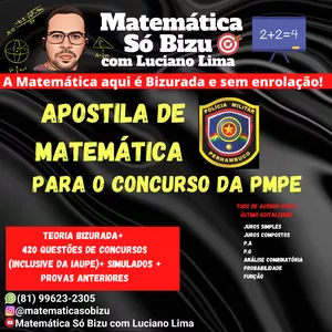 Imagem de capa para o Ebook Apostila de Matemática para PMPE com 420 questões: teoria resumida + simulados + provas anteriores 