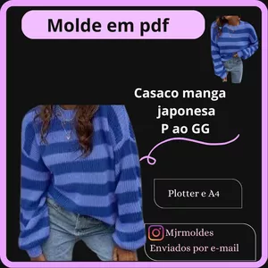 Imagem de capa para o Ebook Molde casaco manga japonesa 