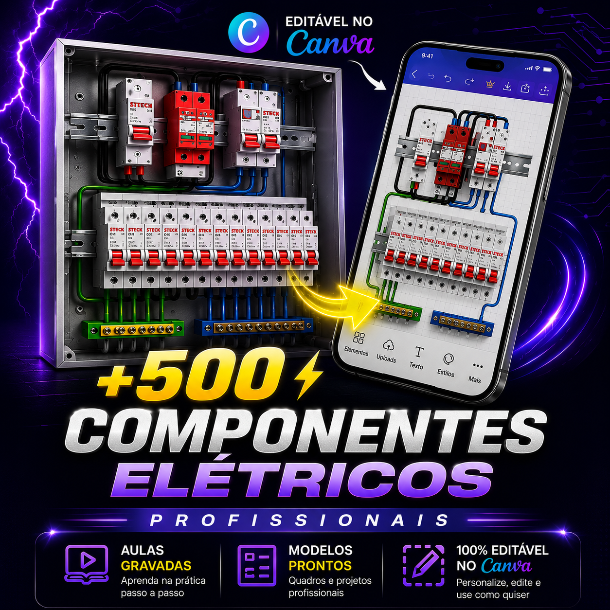 Imagem do curso CURSO PACOTE ELÉTRICO EDITÁVEL - CANVA