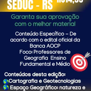 Imagem de capa para o Ebook Apostila 1 Professor de Geografia Concurso SEDC - RS