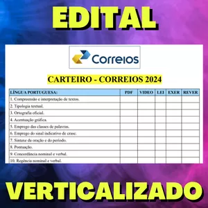 Imagem de capa para o Ebook CARTEIRO - CORREIOS 2024 - Edital Verticalizado