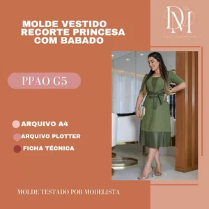 Imagem de capa para o Ebook MOLDE VESTIDO RECORTE PRINCESA COM BABADO