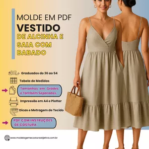 Imagem de capa para o Curso online Molde em PDF: Vestido com Alças Finas e Saia com Babado
