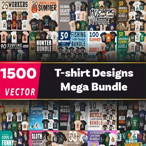 Cover image for Ebook 1500 T-shirt Designs Mega Bundle
