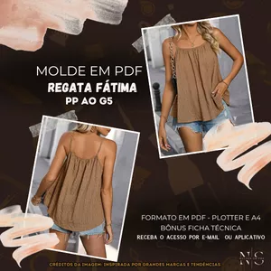 Imagem de capa para o Curso online NS Molde em PDF - Regata Fátima ID 3816276 [PP ao G5]✨
