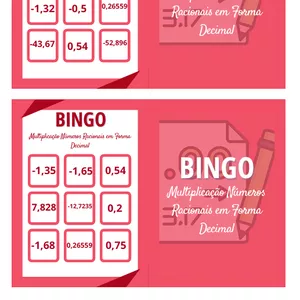 Imagem de capa para o Ebook Bingo Multiplicação Números Racionais em Forma Decimal 