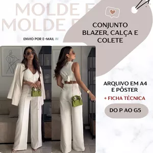 Imagem de capa para o Ebook Conjunto Blazer, Calça e Colete - Molde em PDF