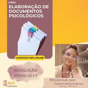 Imagem de capa para o Curso online CURSO ELABORAÇÃO DE DOCUMENTOS PSICOLÓGICOS