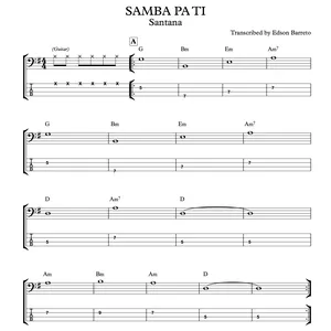 Cover image for Ebook SAMBA PA TI (Santana) Bass Transcription, Score &amp; Tab Lesson