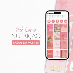 Imagem de capa para o Curso online Pack Canva Nutrição Saúde da Mulher