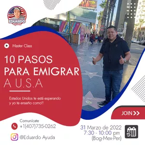 Imagen de portada para Evento online 10 Pasos para emigrar con éxito a USA