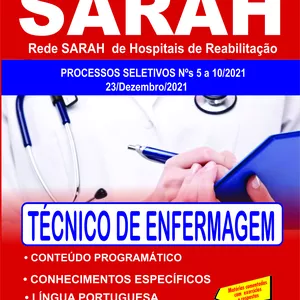Imagem principal do produto Apostila Rede SARAH de Hospitais de Reabilitação 2021 - Técnico de Enfermagem
