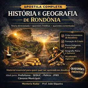 Imagem de capa para o Ebook APOSTILA COMPLETA – HISTÓRIA E GEOGRAFIA DE RONDÔNIA 