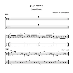Cover image for Online course FLY AWAY (Lenny Kravitz) Bass Score & Tab Lesson