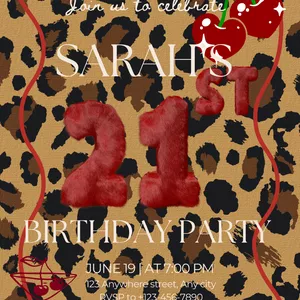 Cover image for Ebook Chic Cheetah &amp; Cherry 21st Birthday Invitation