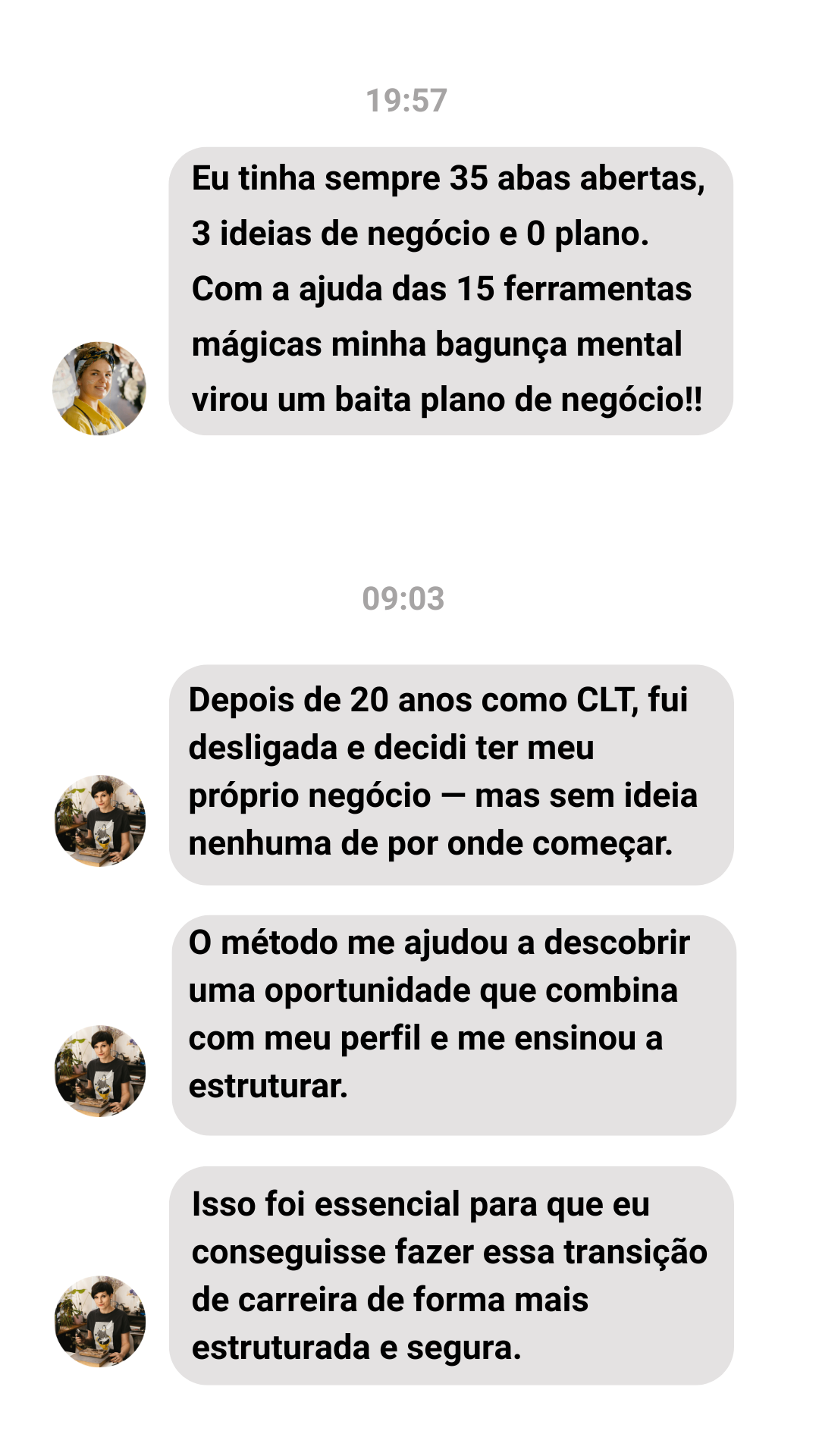 Depoimentos de alunos que começaram a vender com o método Pronto para Decolar