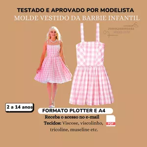 Imagem de capa para o Ebook Molde Vestido da Barbie Infantil
