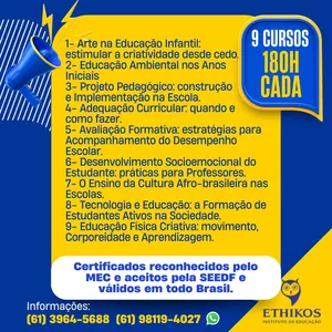 Imagem de capa para o Curso online Kit de Cursos Educacionais Ethikos 2024 - 9 Cursos (180h)