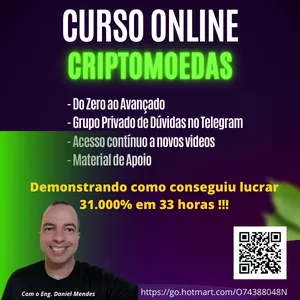Imagem de capa para o Curso online Curso sobre Criptomoedas do Zero ao Avançado.