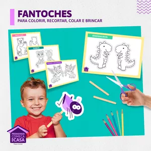 Imagem de capa para o Ebook Kit Fantoches Completo para colorir