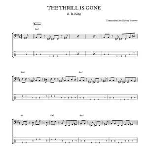 Cover image for Online course THE THRILL IS GONE (B.B.King) Bass Score &amp; Tab Lesson