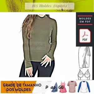 Imagem de capa para o Ebook Molde Blusa Fem Gola Alta