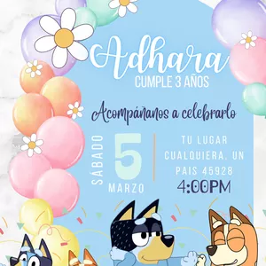 Imagen de portada para Curso online Invitación personalizada imprimible con motivo de Bluey para fiestas de cumpleaños