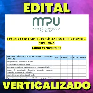 Imagem de capa para o Ebook TÉCNICO DO MPU - POLÍCIA INSTITUCIONAL - MPU 2025 - Edital Verticalizado