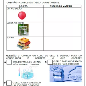 Imagem de capa para o Ebook Atividade Adaptada de Ciências- Estados da Matéria