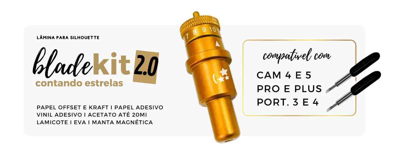 BladeKit Contando Estrelas, a solução definitiva para lâminas de Silhouette, com suporte robusto e lâminas substituíveis.