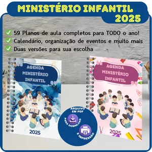 Imagem de capa para o Curso online Agenda do Ministério Infantil 2025 - 59 Planos de Aula Completos + Organização