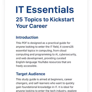 Imagem de capa para o Ebook I.T Essentials: 25 Topics to Kickstart in Information Technology
