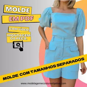 Imagem de capa para o Curso online MOLDE EM PDF-CONJUNTO BLUSA COM DECOTE QUADRADO E BERMUDAS COM BOLSOS. (COM VIDEO DE MONTAGEM DA PEÇA)