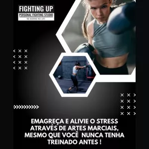 Imagem de capa para o Curso online Fighting UP: Emagreça e alivie o stress através de técnicas de Artes Marciais de forma prática e conquiste o bem estar físico e mental, mesmo que você nunca tenha treinado antes