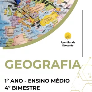 Imagem de capa para o Ebook Geografia 1º Ano 4º Bimestre (Ensino Médio) - Apostila com Planos de Aula