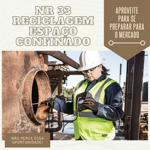 Imagem de capa para o Curso online Curso Reciclagem NR 33 - Espaço Confinado 