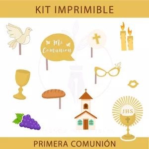 Imagen de portada para Curso online Kit Imprimible - Primera Comunión Props y Cartelitos 