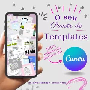 Imagem de capa para o Curso online Pacote de Templates para Redes Sociais 100+25