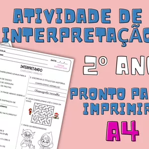 Imagem de capa para o Ebook ATIVIDADE- INTERPRETAÇÃO DE TEXTO 2º ANO