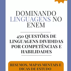 Imagem de capa para o Ebook [Guia completo] 450 Questões de Linguagens do ENEM Regular divididas por Competências e Habilidades 