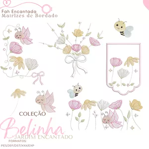 Imagem de capa para o Ebook 01 Coleção Belinha - Jardim Encantado - Matriz de Bordado