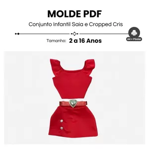 Imagem de capa para o Ebook MOLDE CONJUNTO INFANTIL SAIA E CROPPED CRIS