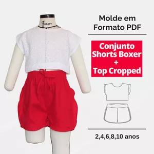 Imagem de capa para o Ebook Modelagem Conjunto Shorts Boxer +Top Infantil (Grade 2,4,6, 8 e 10 anos)